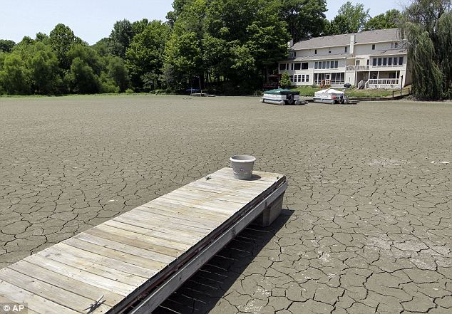 Dried up: The national Drought Monitor, 56 per cent of the entire country matches the qualifying factors and is considered to be in a drought, including this area in Noblesville, Indiana
